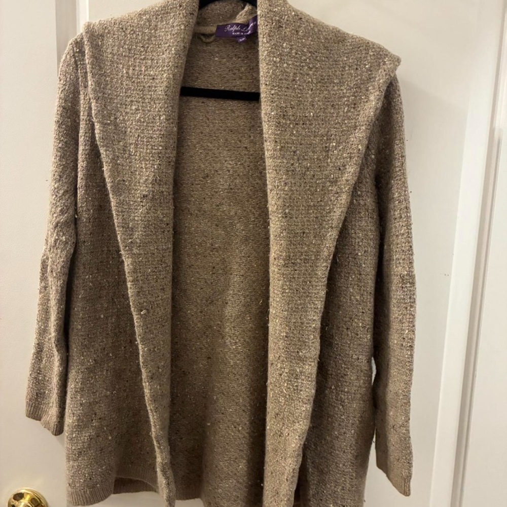 Silk & Angora RALPH LAUREN PURPLE LABEL Hooded Cardigan Sweater - So Cozy!